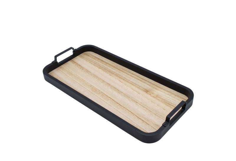 Spetebo Dekotablett in schwarz mit Griffen - 40 x 20 cm (Artikel, 1 St., Kerzentablett), rechteckig mit Boden in Holz Optik von Spetebo