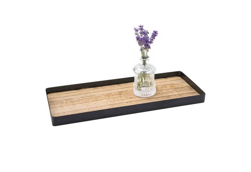 Spetebo Dekotablett mit Metall Rahmen und Holz Boden - 45 cm x 18 cm (Pack., 1 St., 1), Kerzentablett mit Anti-Rutsch Pads von Spetebo