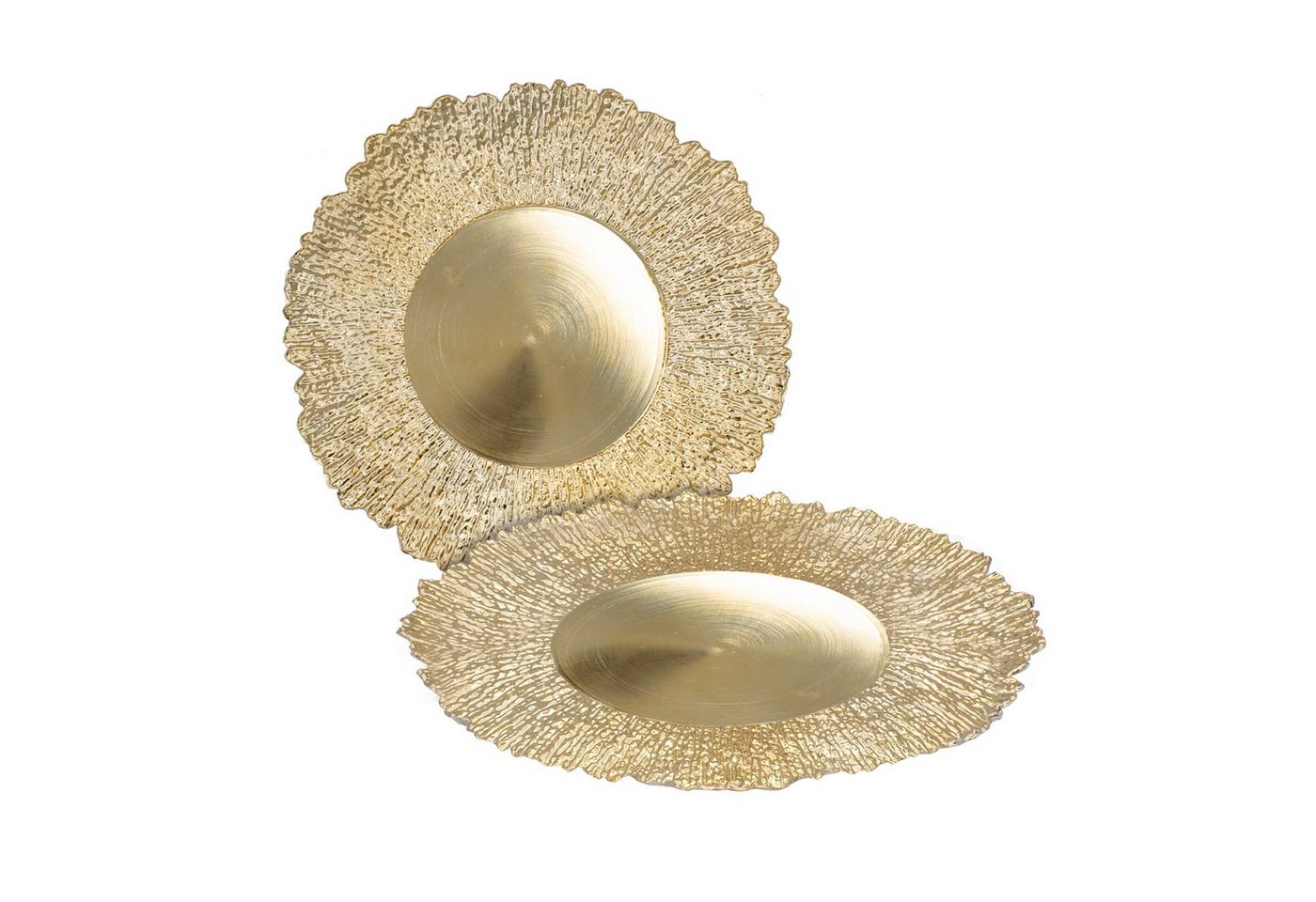 Spetebo Dekoteller Kunststoff Teller gold 2er Set - 33 cm (Set, 2 St., 2-teilig), Deko Kerzenteller Geschenk Tablett rund von Spetebo