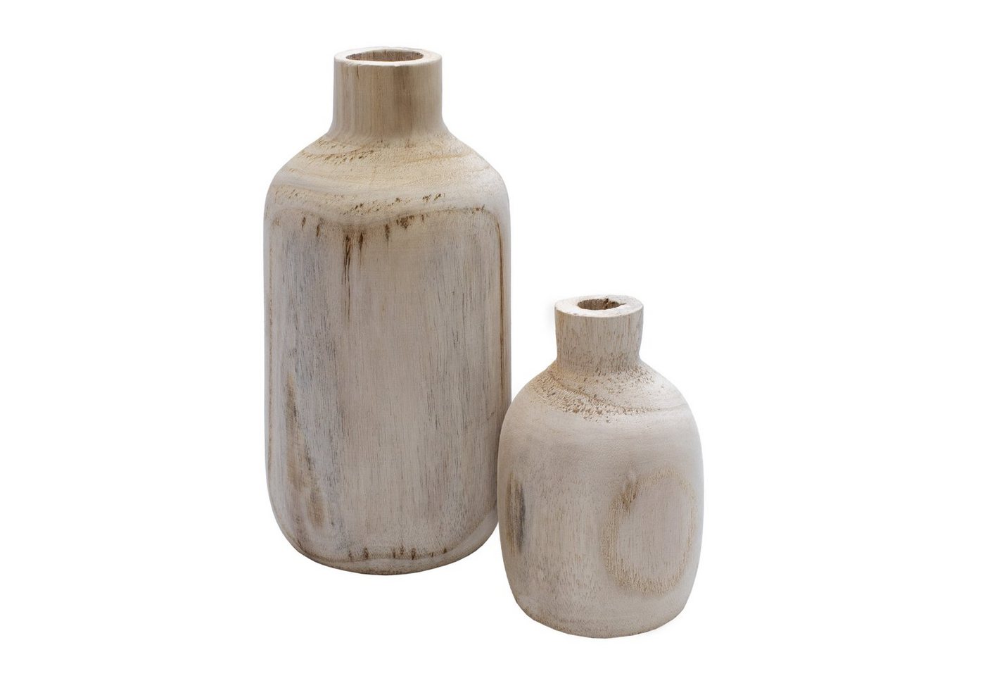 Spetebo Dekovase Holz Blumenvase 2er Set verschiedene Designs (Set, 1 St., 2er), Flasche Holzvase naturbelassen von Spetebo