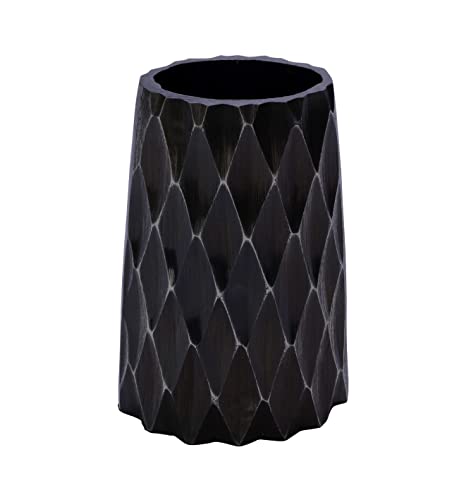 Spetebo Design Aluminium Blumenvase schwarz - gerade / 18,5 cm - Edle Tischvase aus Metall mit 3D Wabenmuster - Deko Blumen Tisch Alu Vase Waben edel modern von Spetebo