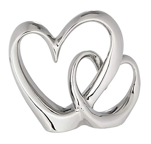 Design Deko Herz in Silber - 20x18 cm - Keramik Tischdeko Skulptur - Dekofigur Doppelherz Design Deko Herz in Silber - 20x18 cm - Keramik Tischdeko Skulptur - Dekofigur Doppelherz von Spetebo