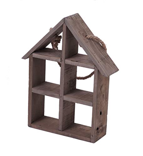 Spetebo Design Regal 46x37 cm in Hausform - Vintage - Altes Holz Deko Element Wand Dekoration Wandregal Setzkasten Retro von Spetebo