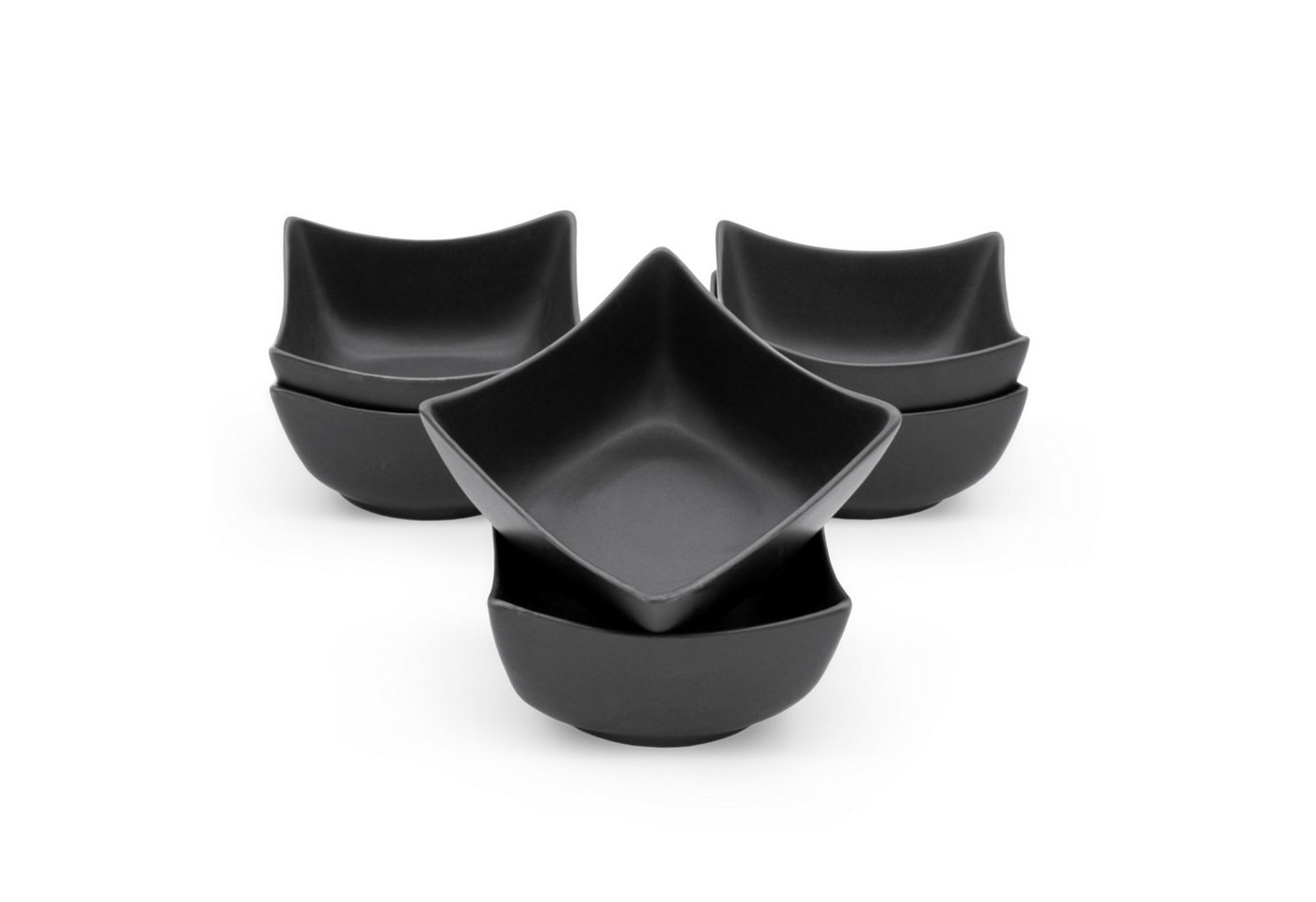 Spetebo Dipschale Keramik Dip Schale eckig schwarz matt - 6er Set, Keramik, (Set, 1-tlg), Snack Saucen Schüssel von Spetebo