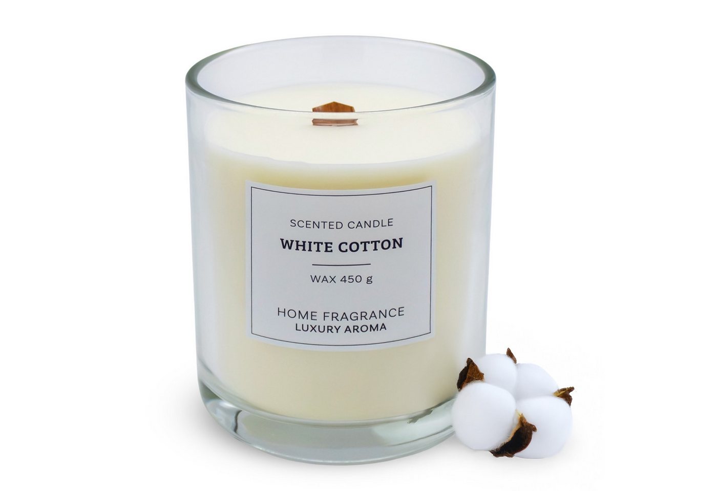 Spetebo Duftkerze Duftkerze im Glas 13 cm - White Cotton Duft (Anzahl, 1-tlg., Stück), mit Knisterdocht von Spetebo