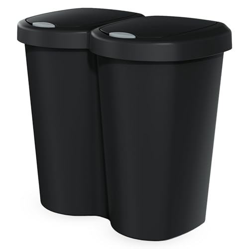 Spetebo Duo Abfall Eimer 40L schwarz - 2x 20L - Müll Sammler Trenner Behälter Deckel Spetebo Duo Abfall Eimer 40L schwarz - 2x 20L - Müll Sammler Trenner Behälter Deckel von Spetebo