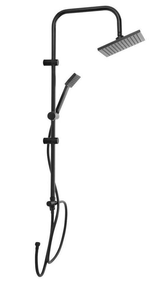 Spetebo Duscharmatur Duschgarnitur Set Regendusche Handbrause - schwarz (Packung, 1-St., Duschgarnitur) Badezimmer Armatur Überkopf Regenbrause Handbrause Duschset System von Spetebo