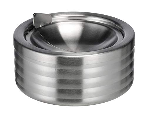 Spetebo Edelstahl Aschenbecher mit Deckel - Tischascher 12 cm - Design Sturmaschenbecher mit Kipp Deckel - Klappaschenbecher Windaschenbecher von Spetebo