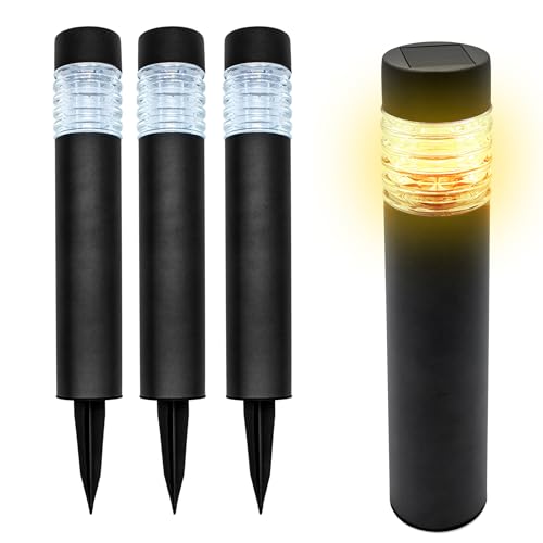 Spetebo Edelstahl Solar Gehwegleuchte 42 x 8 cm - 4er Set in anthrazit - Garten Wegeleuchte warm weiß - Solarleuchte Gartenlicht Außenleuchte Deko Beleuchtung solarbetrieben für Außen Terrasse von Spetebo