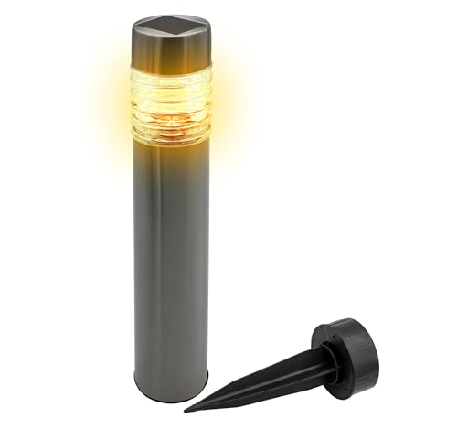 Spetebo Edelstahl Solar Gehwegleuchte 42 x 8 cm - silber - Garten Wegeleuchte warm weiß - Solarleuchte Gartenlicht Außenleuchte Deko Beleuchtung solarbetrieben für Außen Terrasse von Spetebo