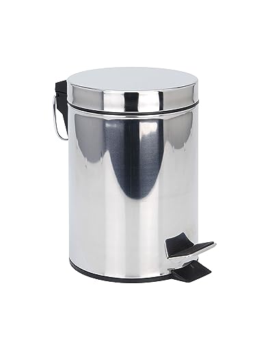 Spetebo Edelstahl Tretmülleimer silber rund - 3 Liter - Metall Kosmetikeimer in zeitlosem Design - Mülleimer Treteimer Abfalleimer klein mit entnehmbarem Inneneimer für Bad Küche von Spetebo