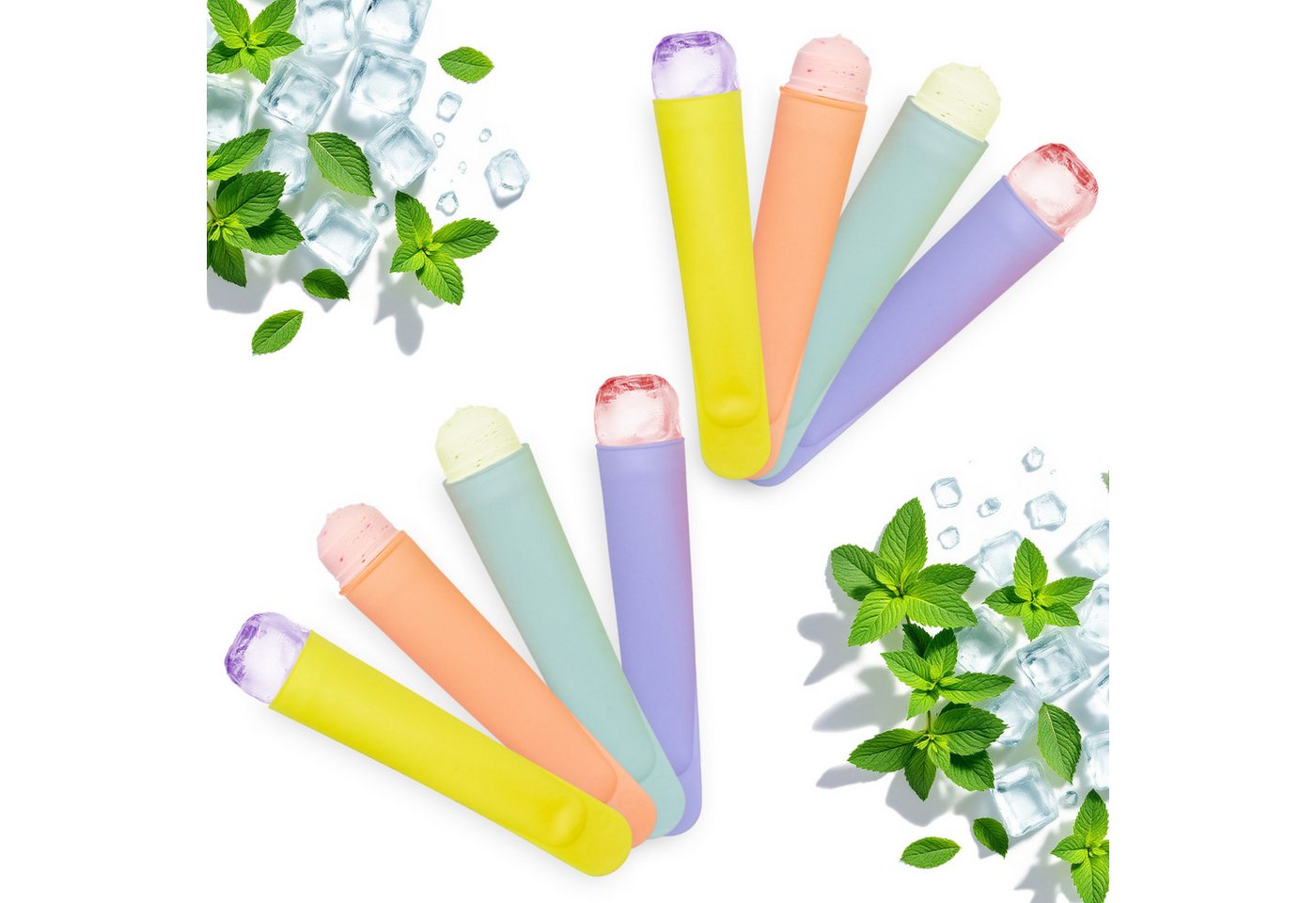 Spetebo Eisform Silikon Eisform Tüte mit Deckel 78 ml - 8er Set, (Anzahl 1-tlg), wiederverwendbar von Spetebo