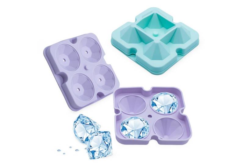 Spetebo Eiswürfelform Silikon 4er Eiswürfelform XL Diamant je 5 cm, (Anzahl 1-tlg), wiederverwendbar von Spetebo