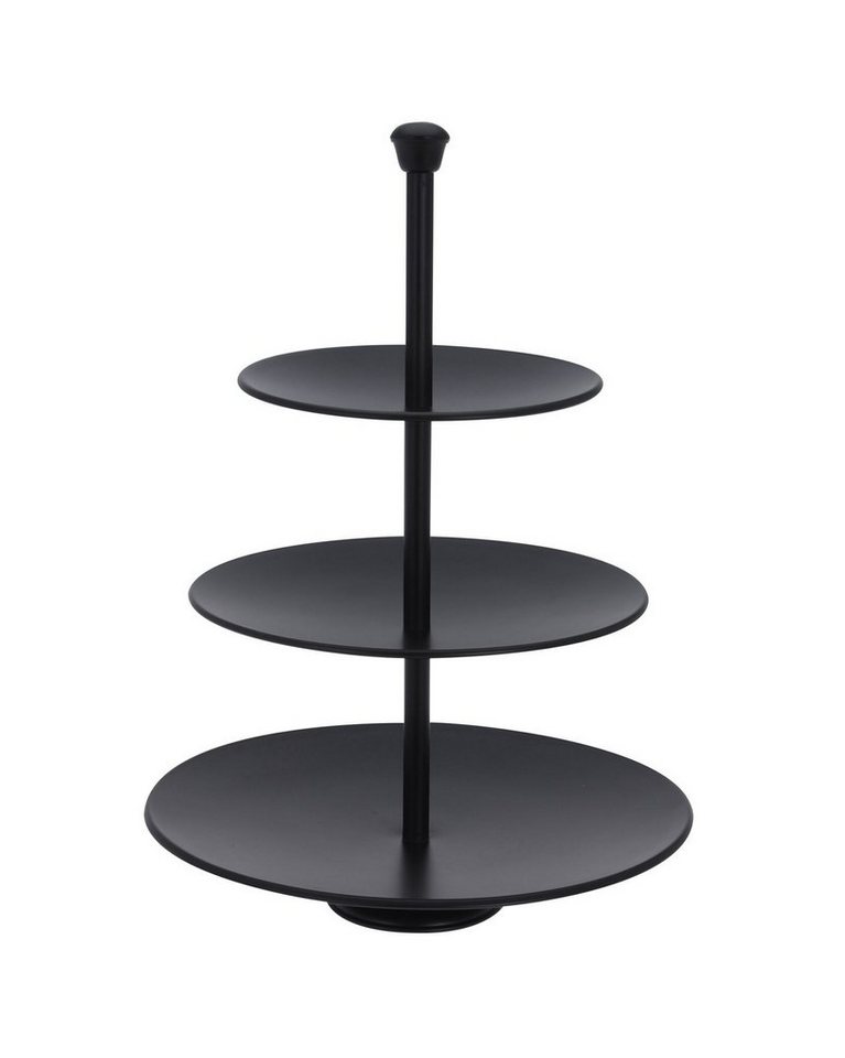 Spetebo Etagere Edelstahl Etagere in schwarz mit 3 Etagen - 36 x 25 cm, Edelstahl, (Stück, 1-tlg., Servierständer), Metall Deko Servierplatte von Spetebo