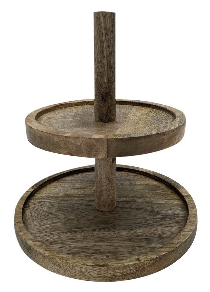 Spetebo Etagere Mangoholz Etagere mit 2 Ablagen - 25 cm, Mangoholz, (Packung, 1-tlg., 1 x Servierständer), Servierständer aus Holz von Spetebo