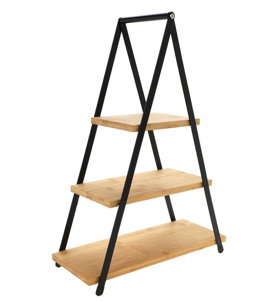 Spetebo Etagere XXL Servier Etagere mit 3 Etagen - 53 x 36 cm, Metall, Holz, (Stück, 1-tlg., Servierständer), Servierständer aus Bambus Holz mit Metall Gestell von Spetebo