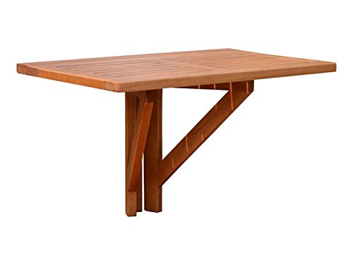Spetebo Eukalyptus Balkontisch - 60x40 cm - Holz Klapptisch Balkon Tisch Hängetisch klappbar von Spetebo