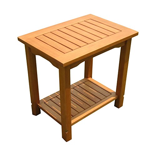 Spetebo Eukalyptus Beistelltisch geölt - 50x35 cm - Holz Garten Tisch klein mit 2 Ablagen von Spetebo