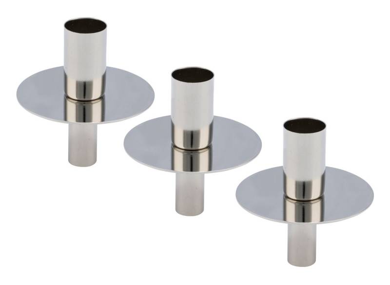 Spetebo Flaschenkerzenhalter Flaschen Kerzen Halter silber - 3er Set / 8 cm (Set, 3 St., 3x Kerzenhalter), aus Metall von Spetebo