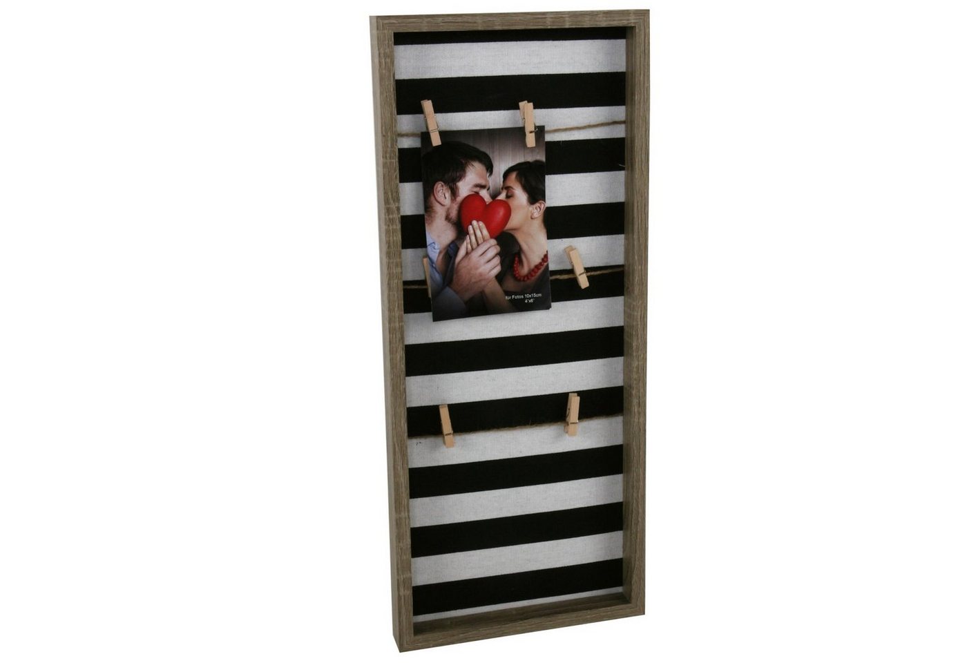 Spetebo Fotohalter Holz Bilderrahmen mit 3 Leinen - 51 x 21 cm, für 6 Bilder (Inhalt, 1 St), Bilderrahmen mit Seil, Aufhängevorrichtung, Wanddeko von Spetebo