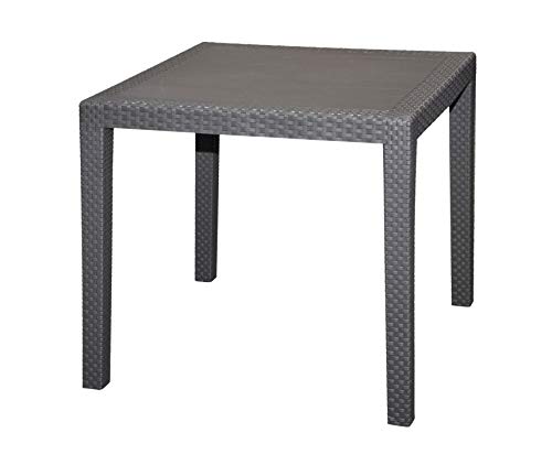 Spetebo Garten Tisch Rattan in anthrazit - 79x79x72 cm - Kunststoff Gartentisch Balkontisch Rattantisch von Spetebo