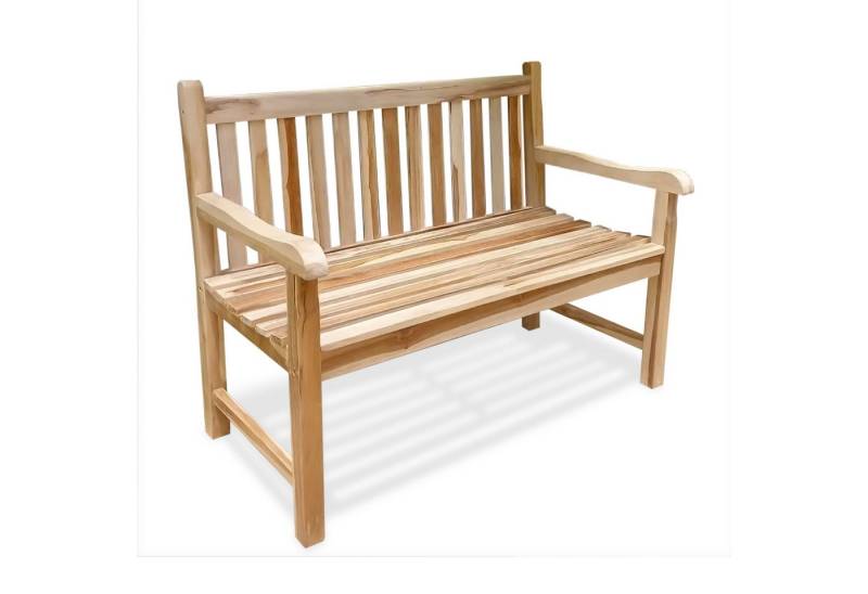 Spetebo Gartenbank 2-Sitzer Teak Gartenbank mit Armlehnen - 120 cm (Stück, 1-St., Holzbank), Holz Sitzbank für 2 Personen von Spetebo
