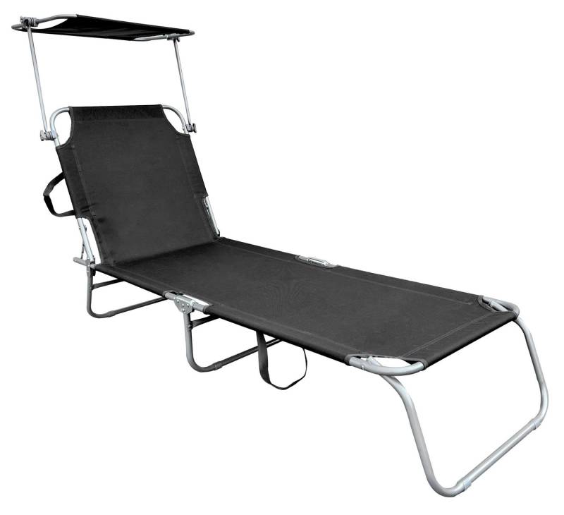 Spetebo Gartenliege Campingliege 3-Bein mit Dach - dunkelgrau, Stück, 1 St., Liege, Relax Sonnenliege mit 4-fach verstellbarem Rückenteil von Spetebo