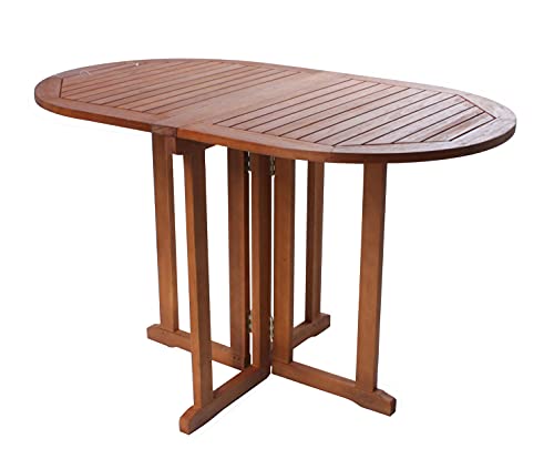 Spetebo Gartentisch oval aus Eukalyptus Holz - 120x70x73 cm - Klappbarer Holz Biergarten Bistrotisch Klapptisch Balkon Tisch geölt von Spetebo