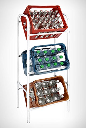 Spetebo Metall Getränkekisten Ständer 116 x 50 cm - weiß/für 3 Kisten – Regal für 3 Getränkekästen – Kastenständer Getränke Kisten Ordnungssystem für den Abstellraum von Spetebo
