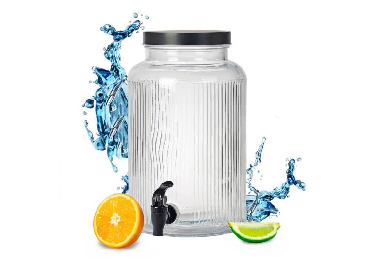 Spetebo Glas Getränke Spender mit Zapfhahn - 5 Liter, Glas, Glas Wasserspender mit Schraubverschluss von Spetebo
