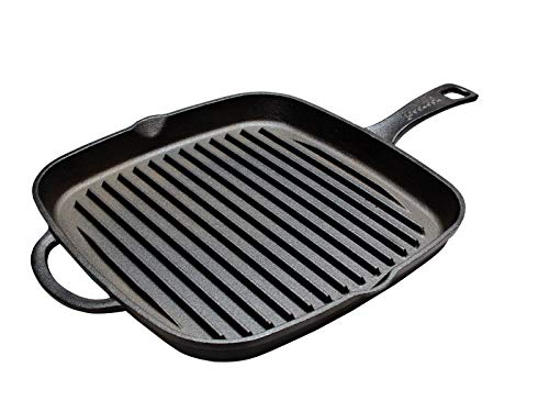 Spetebo Gusseisen Pfanne 26 cm - Gusspfanne mit Griff eckig - Grill Pfanne Bratpfanne Induktion Servierpfanne von Spetebo