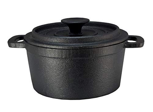 Gusseisen Topf mit Deckel 14 cm - Grilltopf Eisentopf Kochtopf Schmortopf Bräter von Spetebo