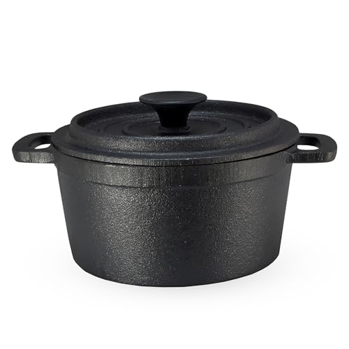 Spetebo Gusseisen Topf mit Deckel 14 cm - Grilltopf Eisentopf Kochtopf Schmortopf Bräter von Spetebo