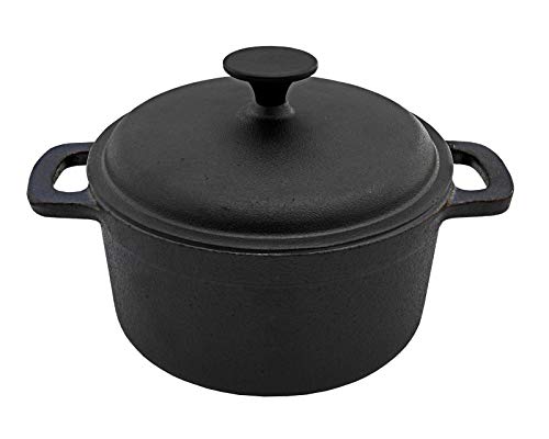 Spetebo Gusseisen Topf mit Deckel 20 cm - Grilltopf Eisentopf Kochtopf Schmortopf Bräter von Spetebo