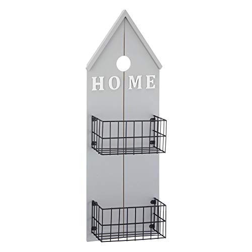 Spetebo Hängeregal Home mit 2 Ablagen in Hausform - Holz Metall Regal zum Hängen mit Ablagekörben von Spetebo