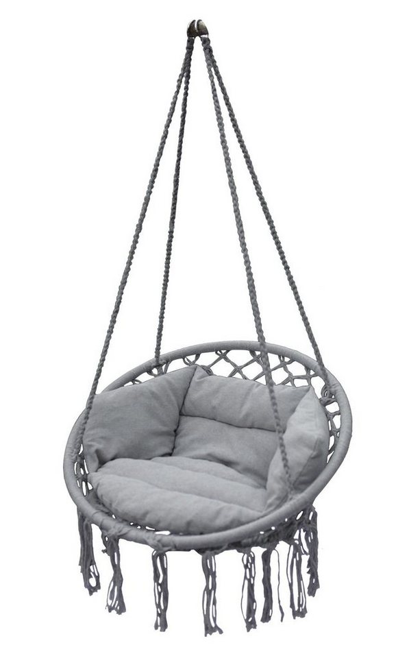 Spetebo Hängestuhl Relax Hängesessel mit Kisssen 80x60 cm hellgrau (Set, 1 St., inklusive Kordel und Ösen zum Hängen), bis zu ca. 120 kg, Innen- und Außenbereich von Spetebo