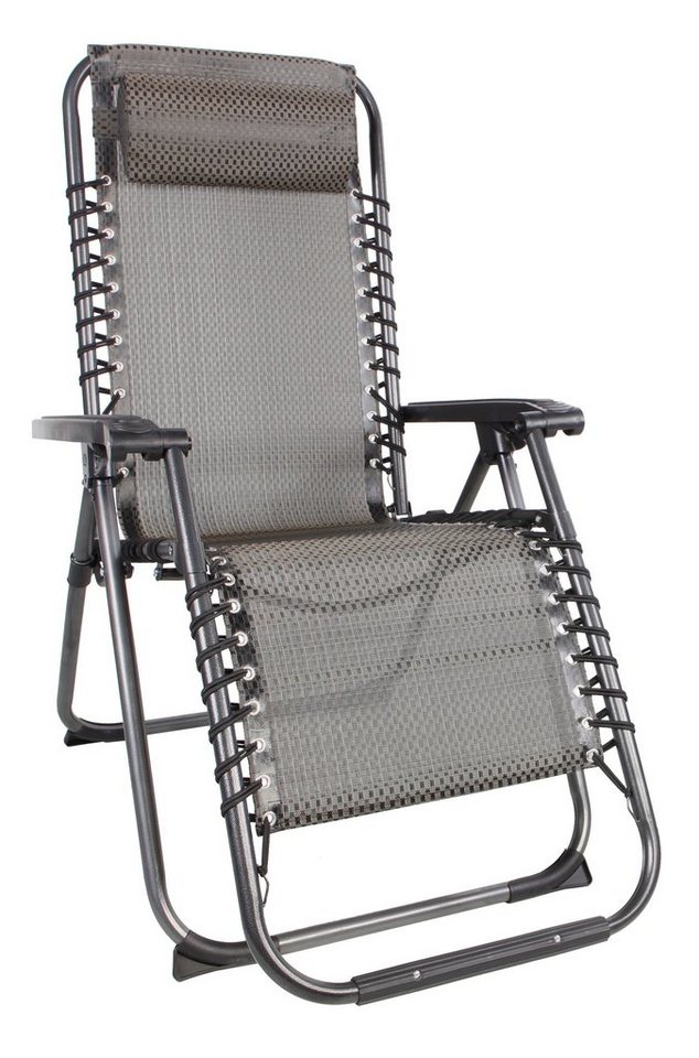 Spetebo Hochlehner Relax Sessel verstellbar mit Kopfkissen - taupe, Verstellbarer und klappbarer Garten Liegestuhl von Spetebo