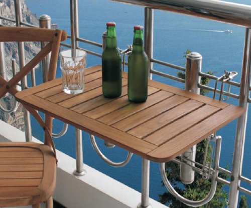 Spetebo Hochwertiger Balkontisch aus Teak Holz - 60x40 cm von Spetebo