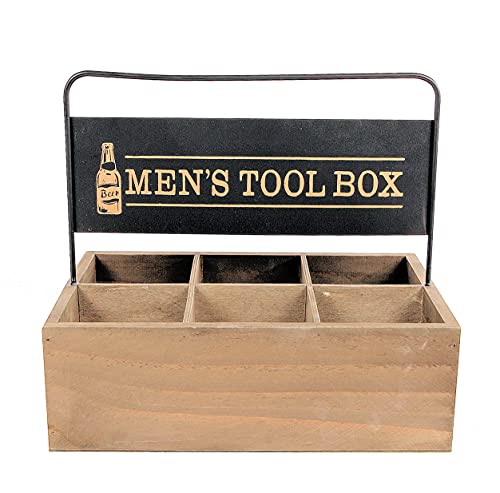 Spetebo Holz Flaschenträger Men's TOOOL Box für 6 Flaschen - Bierträger Flaschenkorb Flaschenhalter Tragekiste von Spetebo