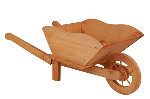 Spetebo Holz Pflanzschubkarre klein - 73 x 31 cm - Deko Schubkarre zum Bepflanzen - Pflanzkarre Holzschubkarre Pflanzkasten Blumenkasten Pflanzwagen für Garten Balkon Outdoor von Spetebo