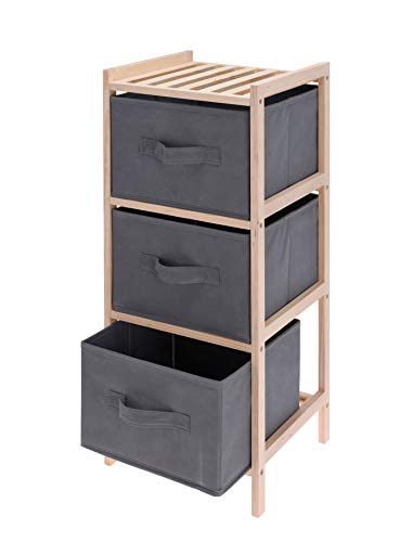 Spetebo Holz Standregal mit 3 Stoff Schubladen - 65 cm - Badregal Holzregal Ablage Regal von Spetebo