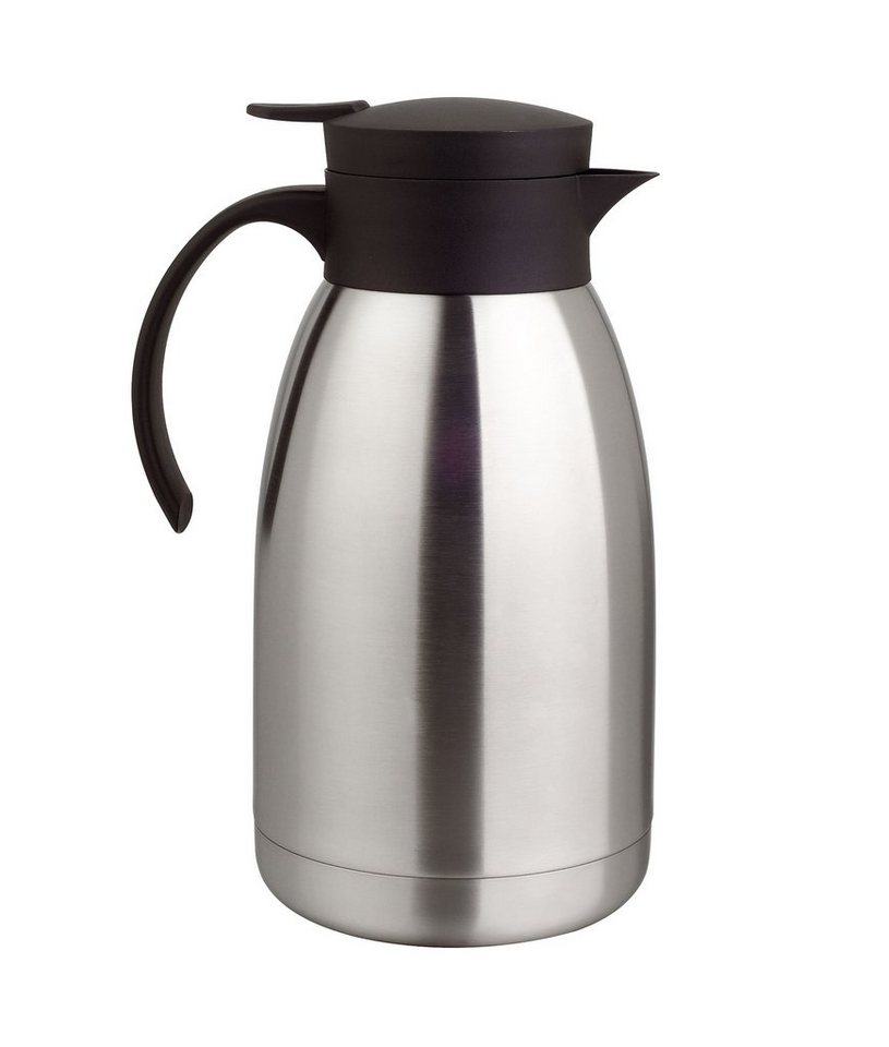 Spetebo Isolierkanne Edelstahl Einhandautomatik Thermoskanne - 2 Liter, 2.00 l, (Stück, 1-St., Thermoskanne), Isolierkanne Doppelwandig mit Druckverschluss von Spetebo