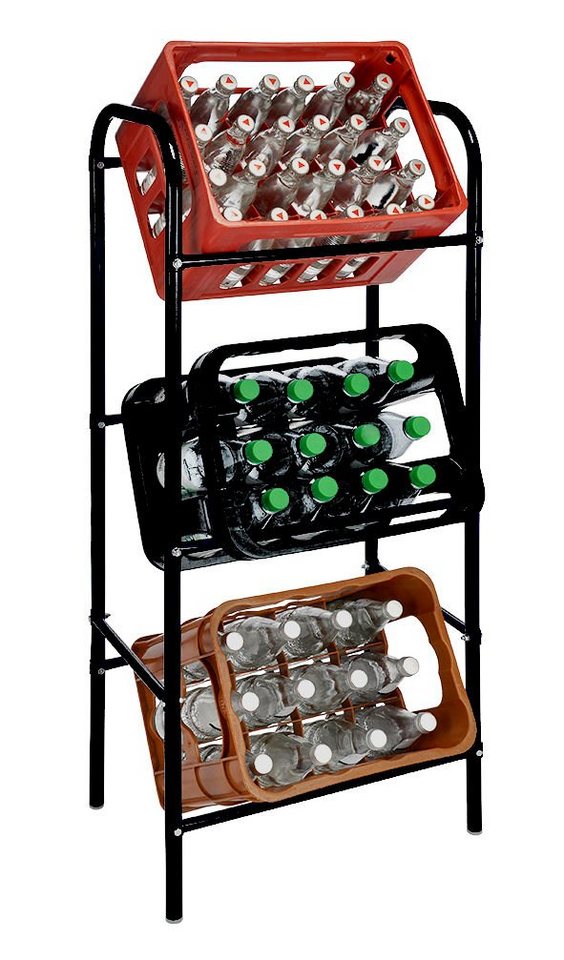 Spetebo Kastenständer »3er Metall Getränkekisten Ständer schwarz 116x50cm«, Set 10-tlg., für 3 Getränkekisten oder Universalboxen in ca. 45 cm x 35 cm x 27 cm von Spetebo