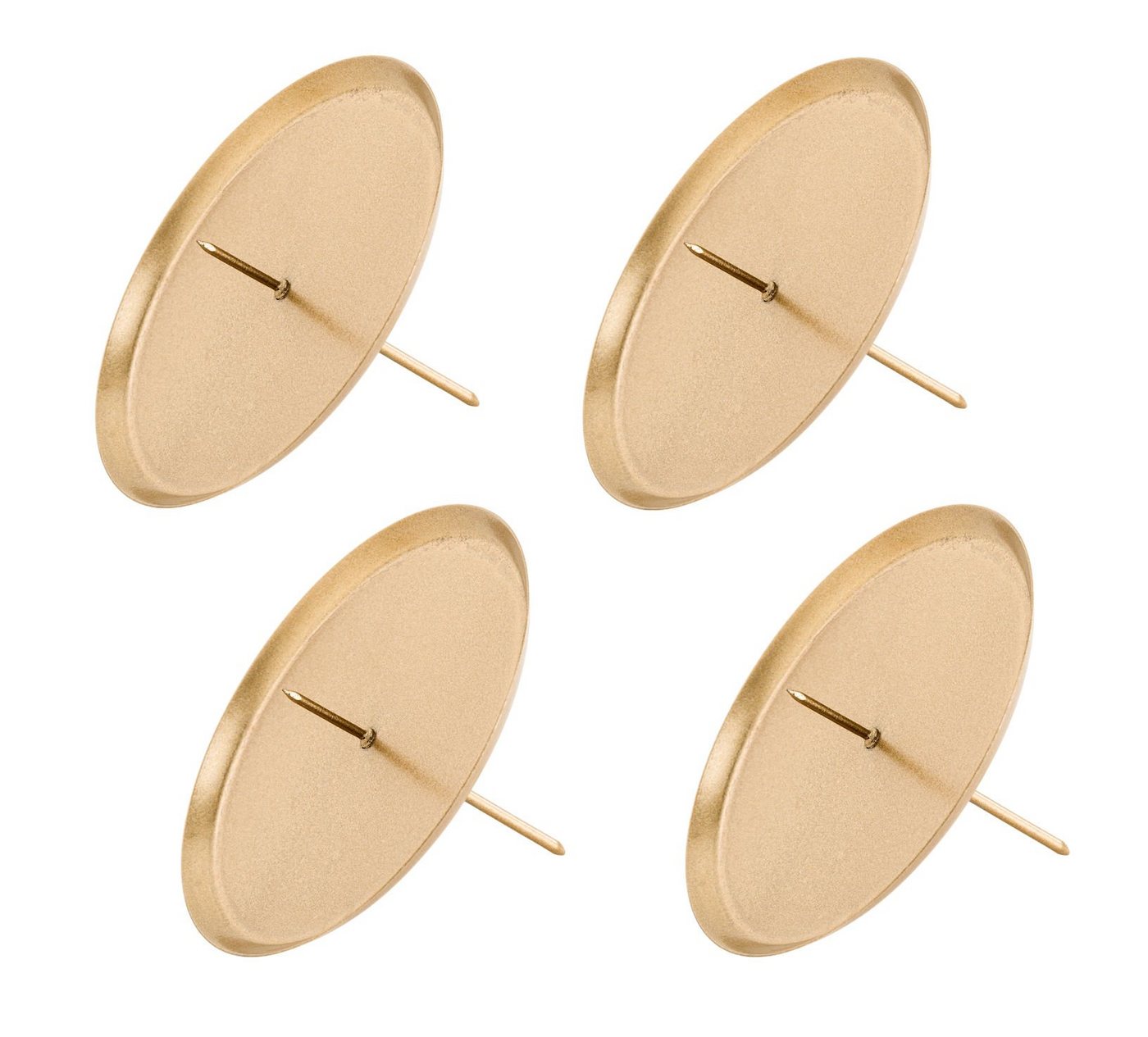 Spetebo Kerzenhalter 4er Set Kerzenpick mit Dorn - 10 cm - gold (Set, 4 St., Kerzendorn und Pick ca. 2 mm), für Stumpen- und Kugelkerzen von Spetebo