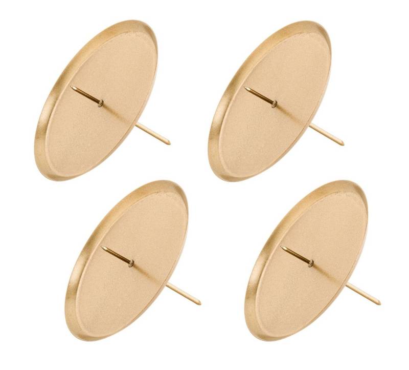 Spetebo Kerzenhalter 4er Set Kerzenpick mit Dorn - 10 cm - gold (Set, 4 St., Kerzendorn und Pick ca. 2 mm), für Stumpen- und Kugelkerzen von Spetebo