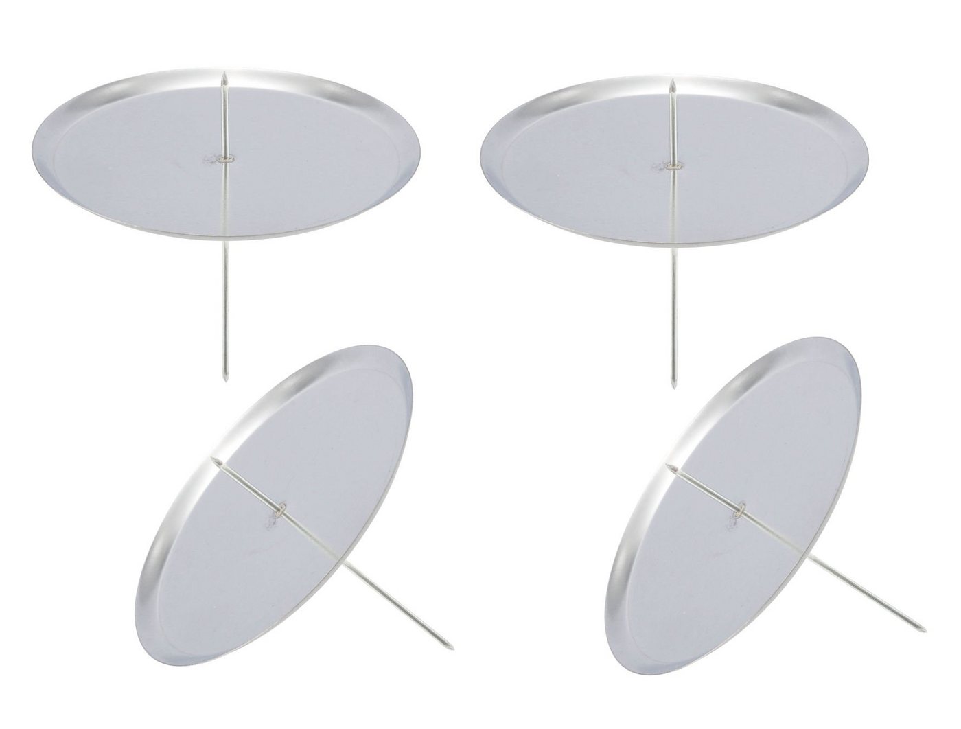 Spetebo Kerzenhalter 4er Set Kerzenpick mit Dorn - 7 cm - silber (Set, 4 St., Kerzenhalter), für Stumpen- und Kugelkerzen von Spetebo