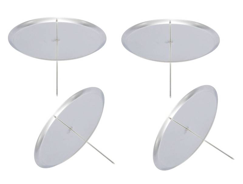 Spetebo Kerzenhalter 4er Set Kerzenpick mit Dorn - 7 cm - silber (Set, 4 St., Kerzenhalter), für Stumpen- und Kugelkerzen von Spetebo