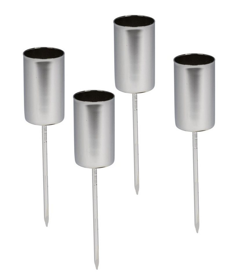 Spetebo Kerzenhalter Kerzenpick für Stabkerzen - 4er Set - silber (Set, 4 St., 4er Set), Kerzenhalter für Stabkerzen von Spetebo