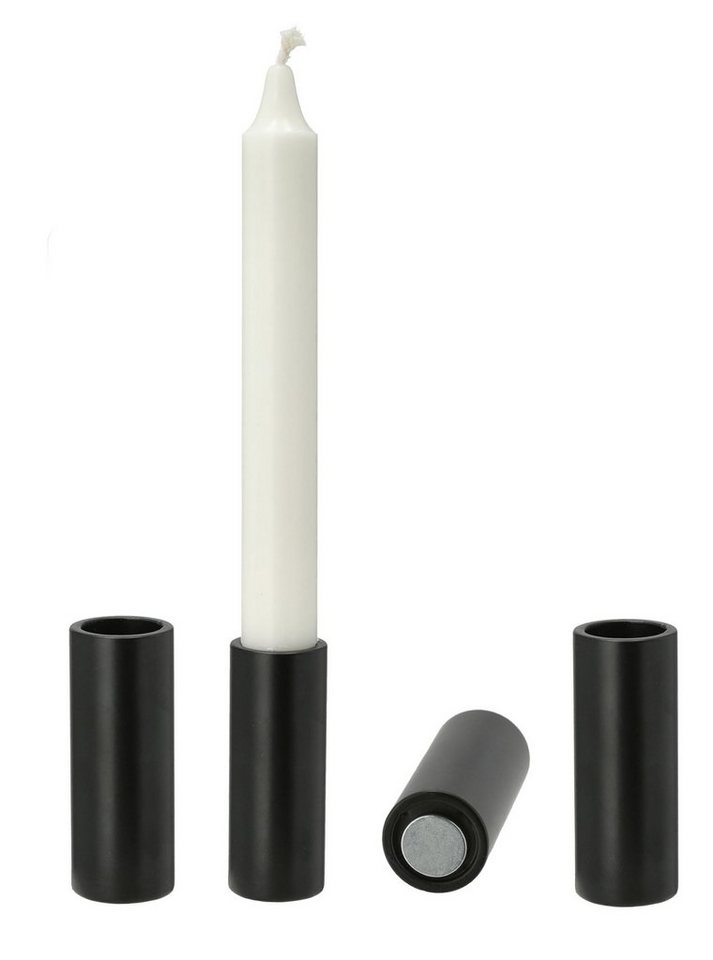 Spetebo Kerzenhalter Magnet Stabkerzen Halter 4er Set je 7,5 cm schwarz (Set, 4 St., 4er-Set), varriabel, Deko, modern, Geburtag,romanstisch, Hochzeit von Spetebo