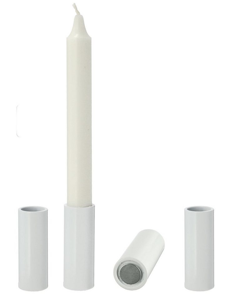 Spetebo Kerzenhalter Magnet Stabkerzen Halter 4er Set je 7,5 cm - weiß (Set, 4 St., 4er-Set), varriabel, Deko, modern, Geburtag,romanstisch, Hochzeit von Spetebo